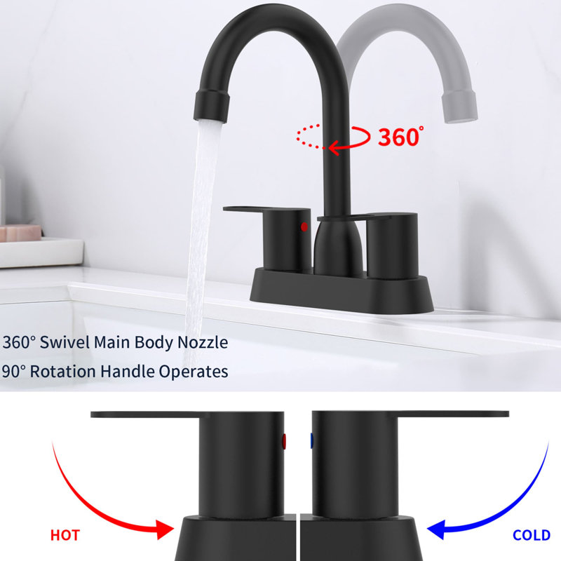 Robinet de salle de bain à centre, Noir mat