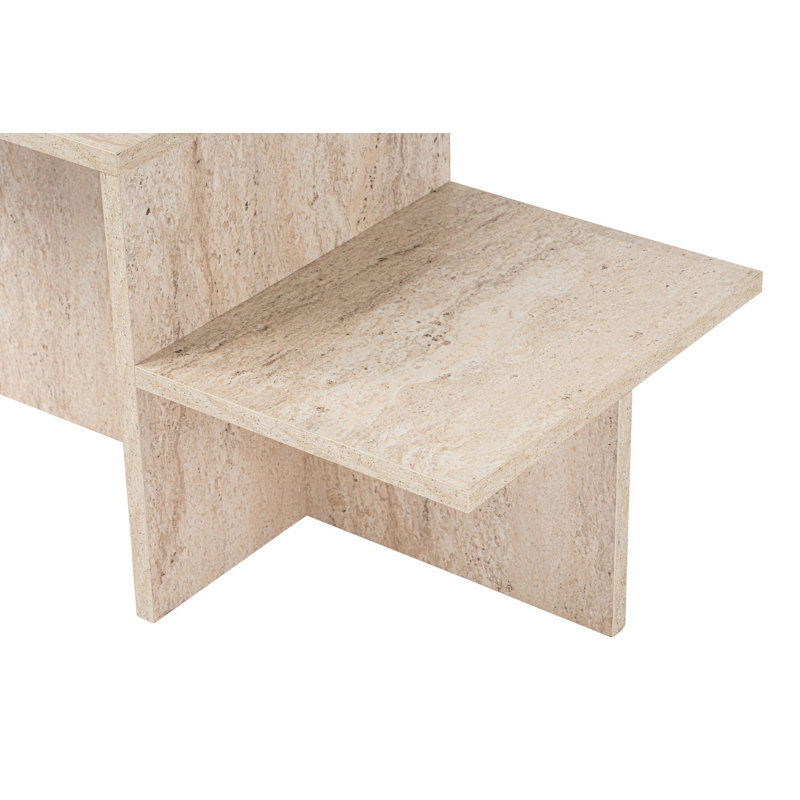 Chrisina Modern Coffee Table, Travertine, 31.5 x 15.7 x 15.7 inches | 100% Melamine Coated Particle Board, Thickness: 0.7 inches | Elegant Marble Design | Perfect for Living Rooms & Entertaining Spaces, Durable & Stylish
