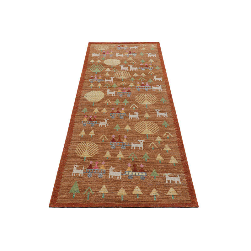 Burano Hand Knotted Wool Geometric Area Rug, Rectangle 5' x 7'