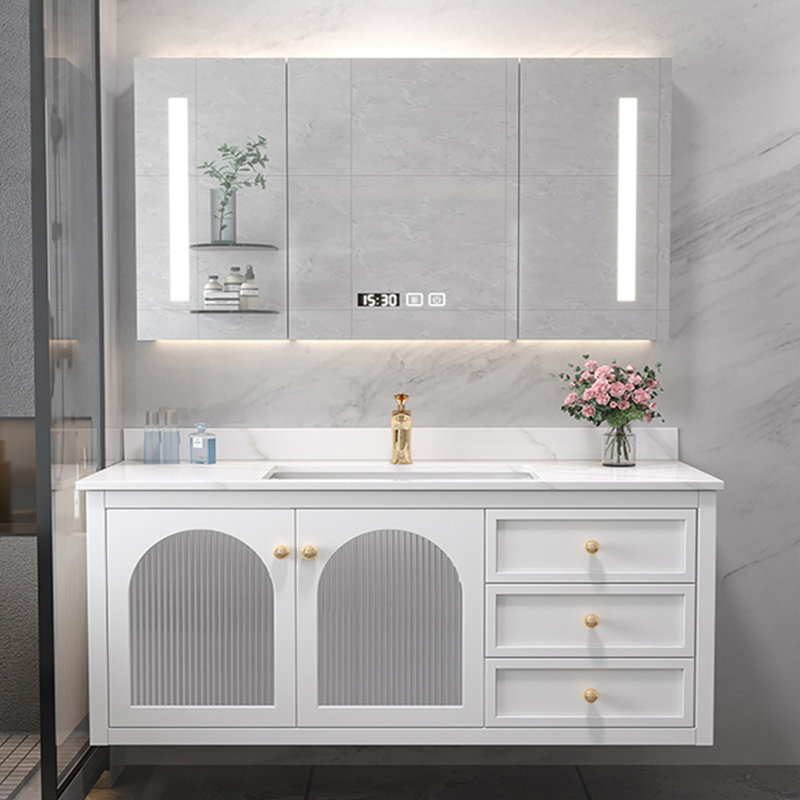 Light luxury modern simple bathroom cabinet, 19.7" H x 55.1" W x 21.7" D, White