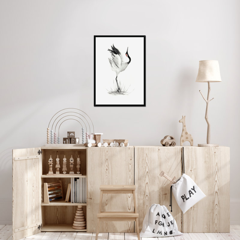 Japanese Cranes I by Naomi McCavitt - Painting, Black Framed Paper Print, 80cm H x 55cm W