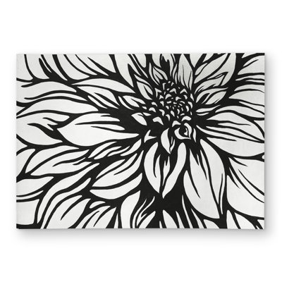 Dahlia Flower Outline Style Rug | Floral Outdoor Home Decor