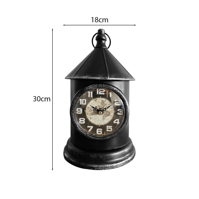 Analog Metal Battery Tabletop Clock Black