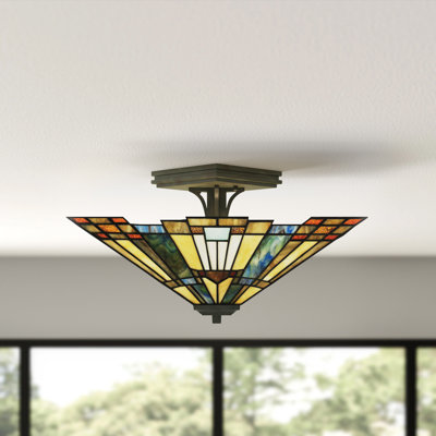 Plafonnier semi-encastré unique à 2 lumières de 14 po Inglenook