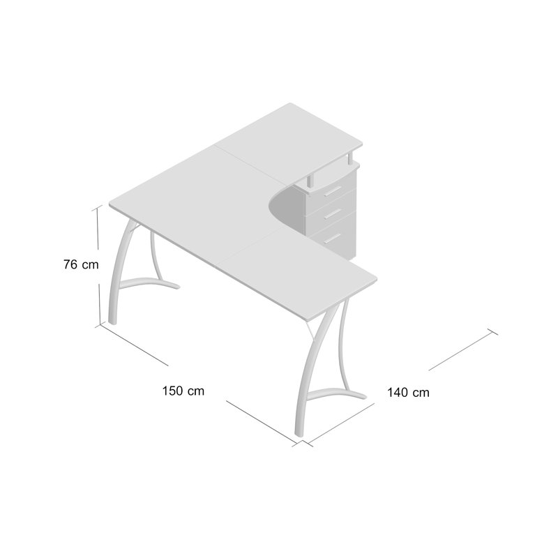 Ozella L-Shaped Writing Desk, Dark Walnut