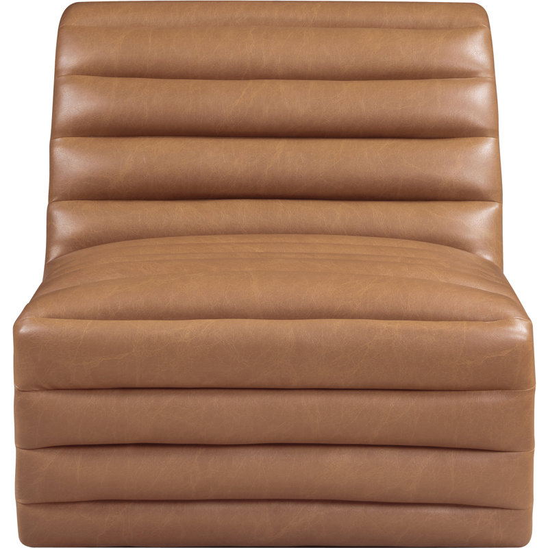 Fauteuil d'appoint en cuir Haowen Haowenn, Cuir cognac végétalien