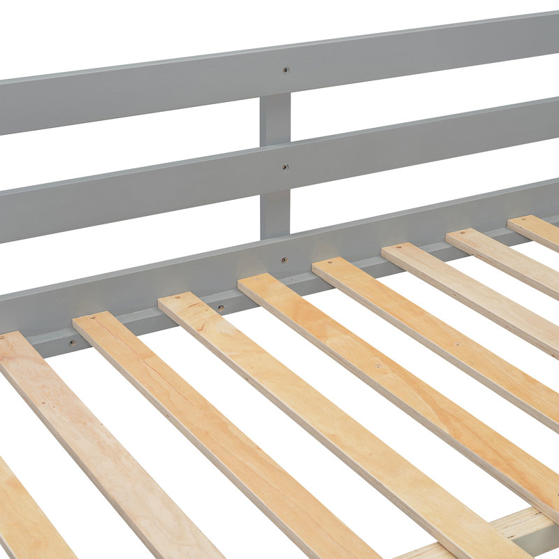 Lit superposé double avec teinte grise et rangement fonctionnel, 4 tiroirs et 3 tablettes, bois massif pour les options de rangement dans la chambre à coucher, surdimensionné, cadre A