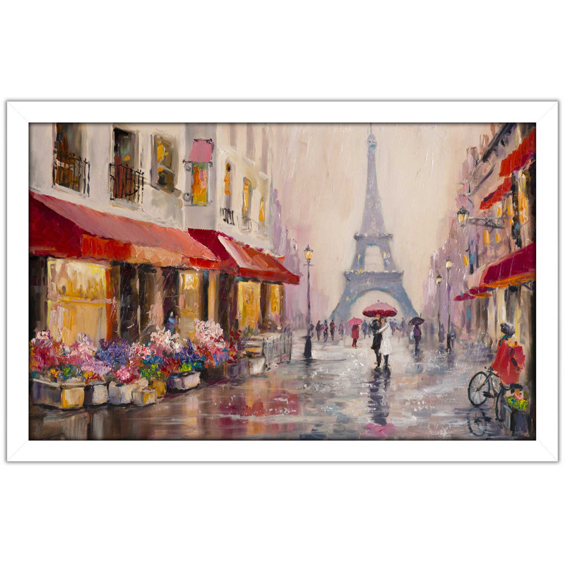 «Paris France», reproduction encadrée, H 21,5 po x l 27,5 po x P 0,75 po, Cadre blanc