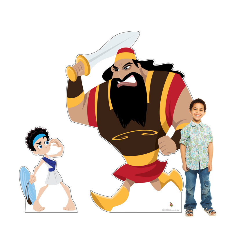 David et Goliath en carton debout