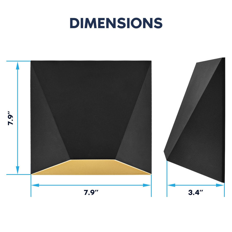 Applique murale en aluminium à DEL, H 7,90 po x l 7,90 po x P 3,40 po, 12 W