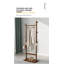 Porte-manteau en bois massif, 60 cm (L) x 30 cm (P) x 180 cm (H), bois d'hévéa, monobloc, sur pied, noyer, grain de bois naturel