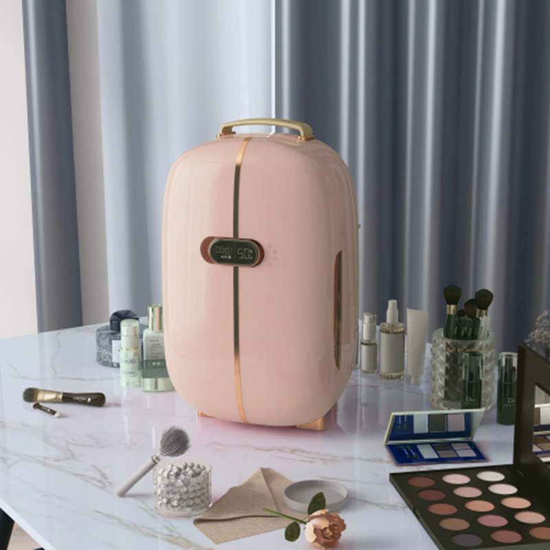 12L Portable Skincare Fridge with LED Display for Beauty, Makeup, Cosmetics, Pink
