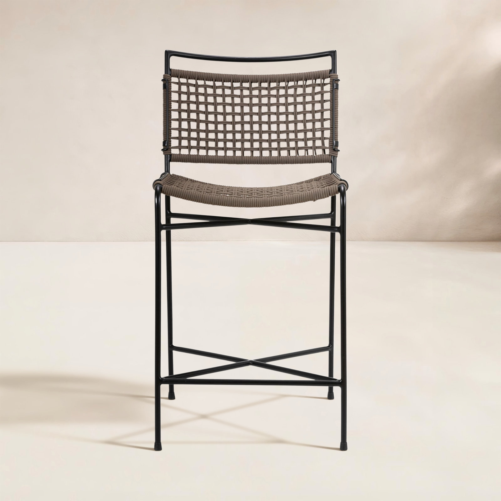 Segal Outdoor Bar Stool, 27.28" H, Earth Rope