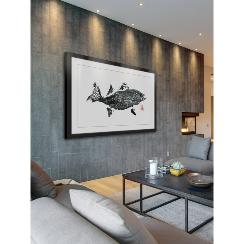 « stripeed bass », reproduction d’art encadrée, H 20 po x l 30 po x P 1,5 po