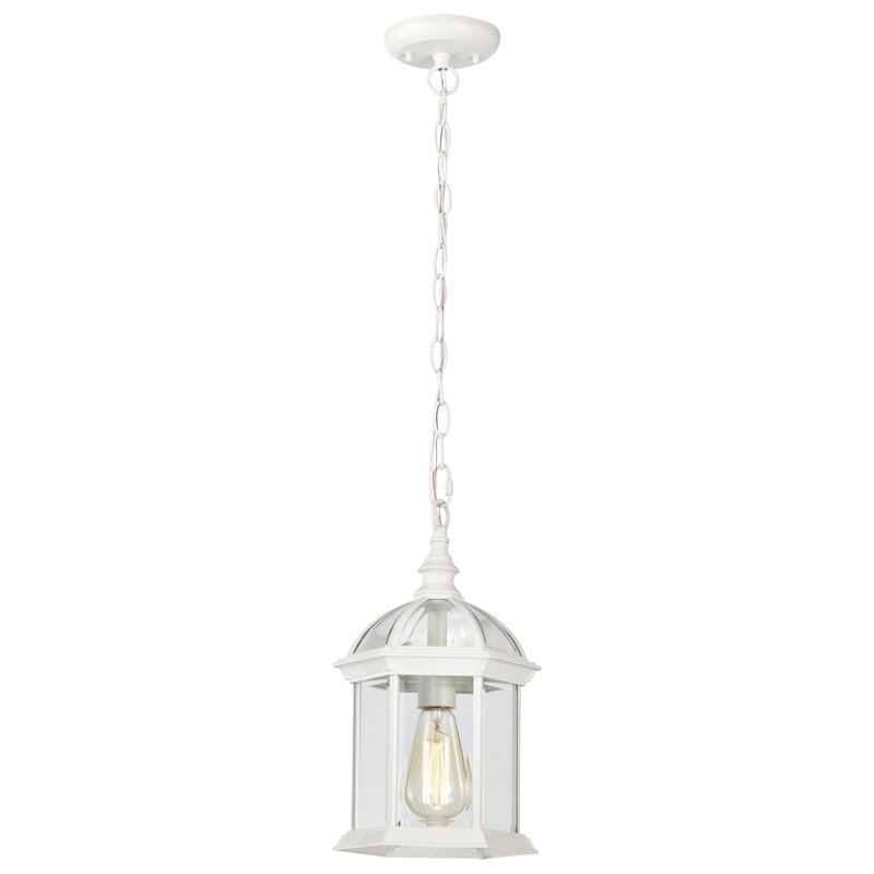 Quonset Outdoor Hanging Lantern, White / Clear Beveled, A19