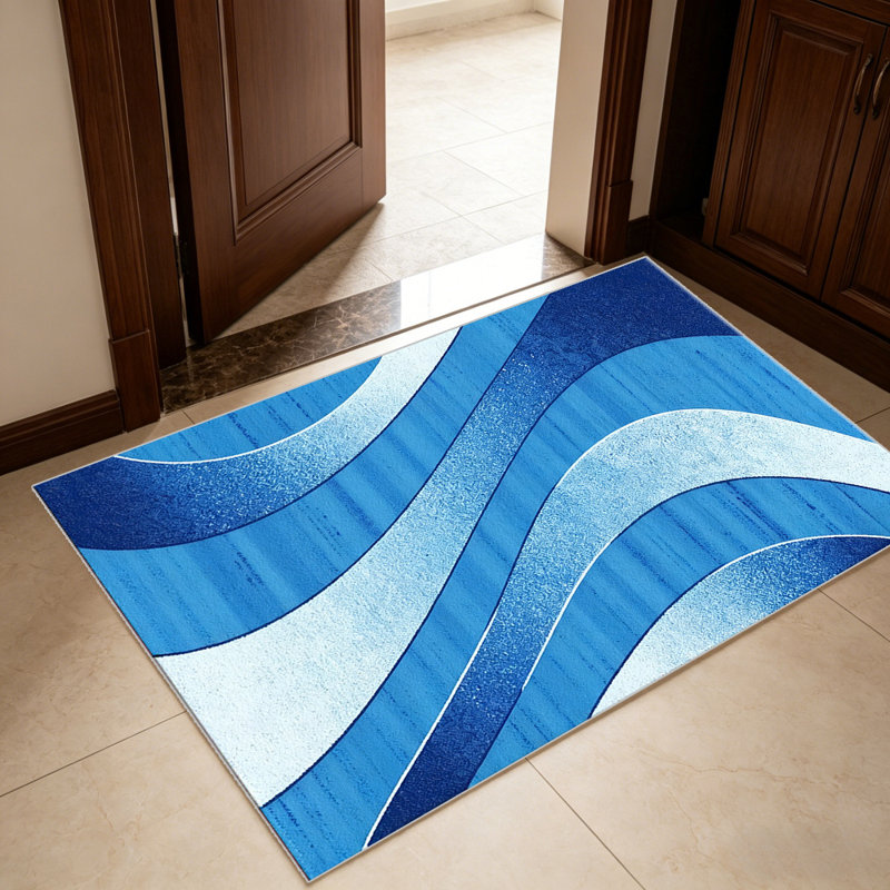 Abstract Swirl Blue Light Blue carpet-easy to clean, machine-washable, soft and comfortable; suitable for door mats, kitchens, living rooms, bedrooms, corridors, and laundry areas. Easy to clean, durable carpet for home decoration.