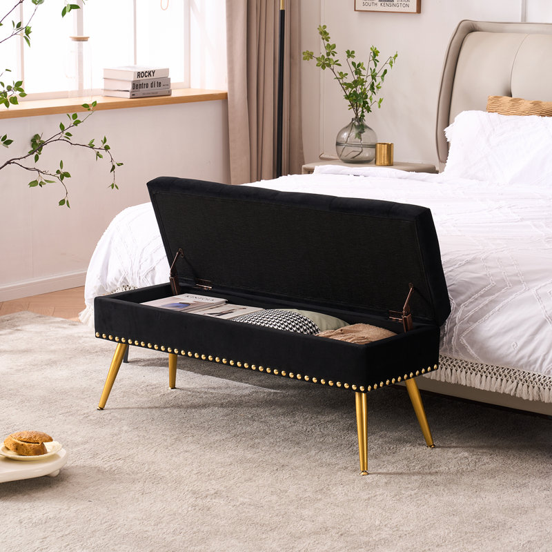 Banc de rangement, Noir, 17" H x 40" W x 14" D