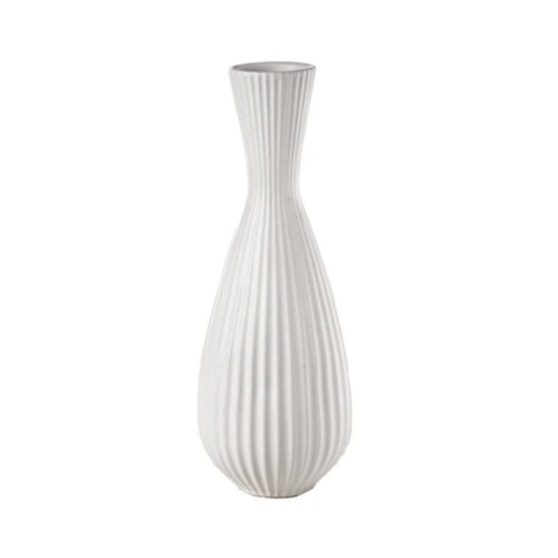 Ceramic Round Bellied Vase Matte Finish White