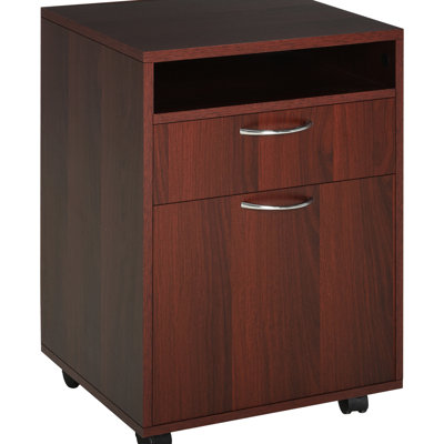 Armoire de bureau avec beaucoup de rangement pour les gadgets, 4 roulettes mobiles et 2 freins, s'adapte sous les bureaux, fabriquée en bois de particules de qualité, brun, l 15,7 po x P 13,8 po H 23,6 po