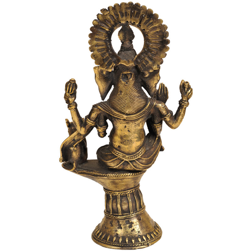 Fine statue tribale Ganesha appréciant Modak