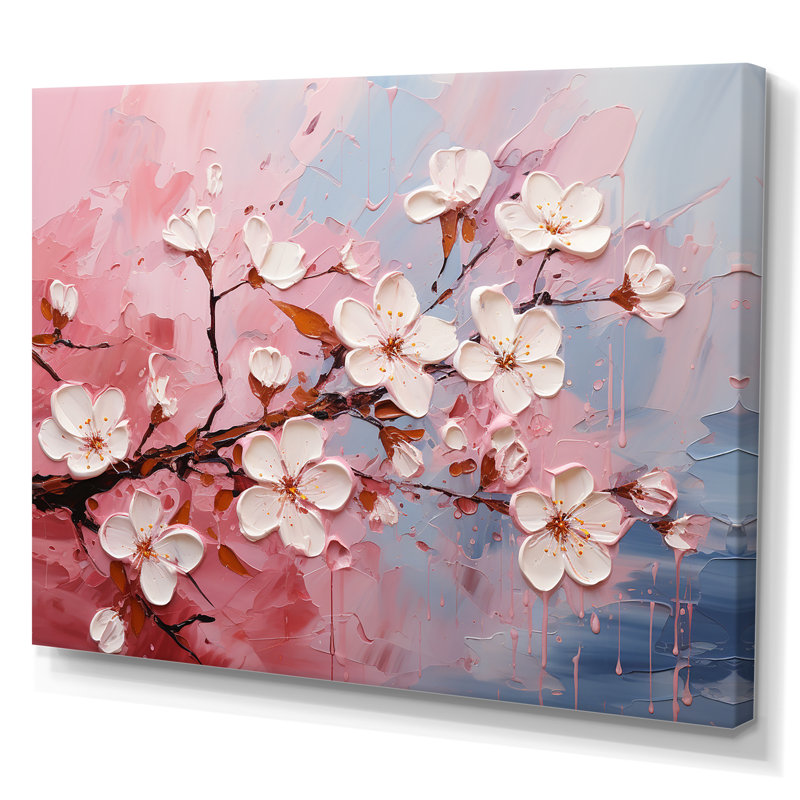 Cerisier blanc et rose Bloom III - art mural cerise, Toile tendue, H 24 po x l 32 po x P 1 po
