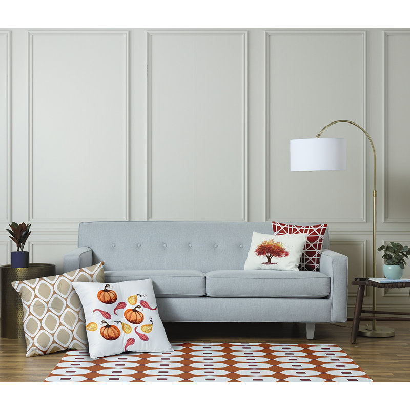 Coussin 321_Gourds Galore Fall Design, 26 po x 26 po, Blanc