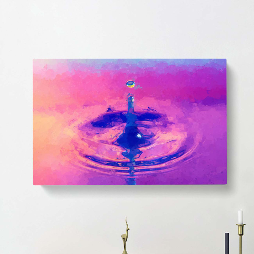 Rebound Water Droplet In Abstract - Wrapped Canvas