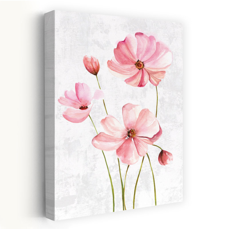 Jolie fleur rose printanière contemporaine, H 36 po x l 24 po