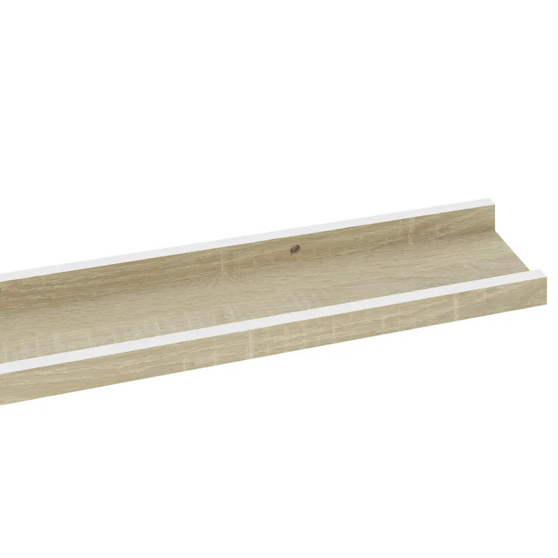 Wall Shelf Floating Shelf Wall Mounted Display Shelf for Photo Frame, 1.2" H x 39.4" W x 3.5" D, White/Oak