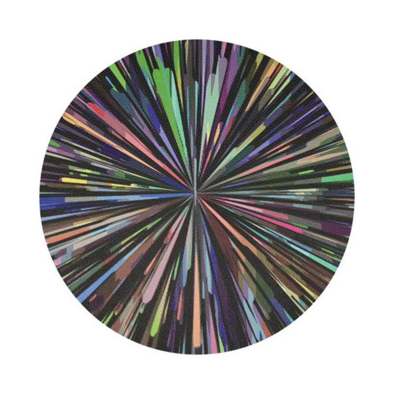 Fireworks Black Vegan Leather Round Coasters, Black