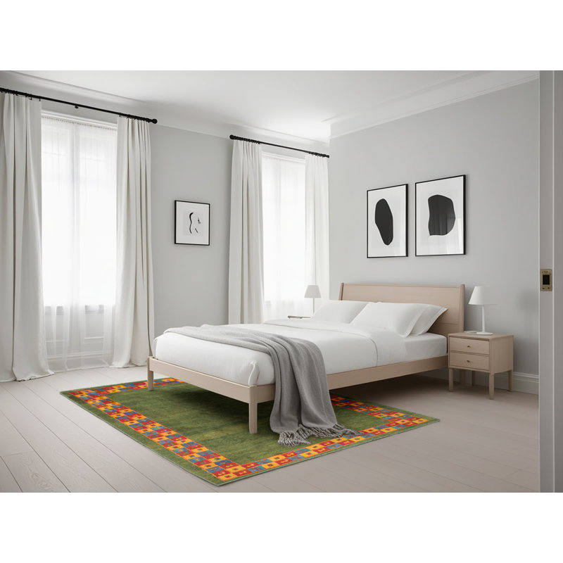 Tapis abstrait rouge / vert Cheatum, Rectangle 5 pi x 7 pi