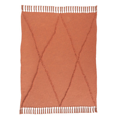 Sierra Handmade Woven Solid Color Fringed 100% Cotton Throw Blanket