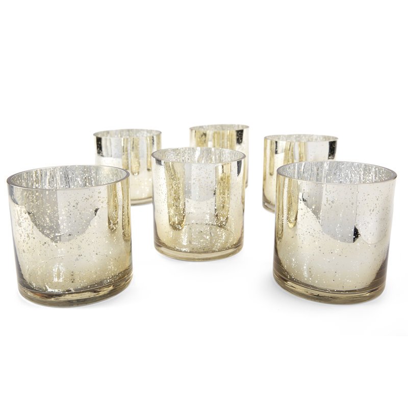 Vase de table en verre, H 5 po x l 5 po x P 5 po, Or