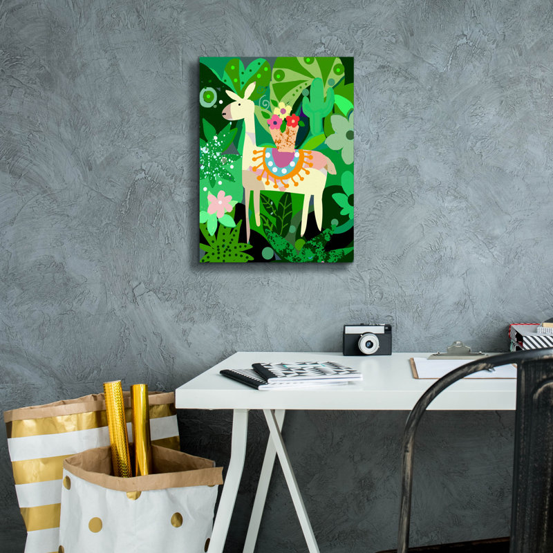 «Llama» par Holly McGee, art mural sur toile, H 16 po x l 12 po x P 0,75 po