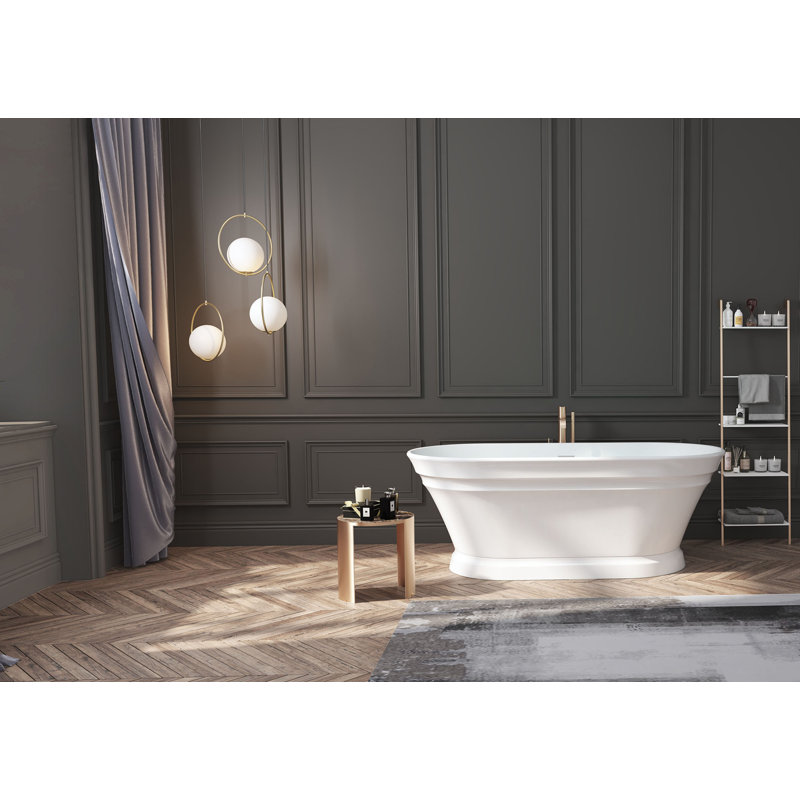 Baignoire piédestal en acrylique à double extrémité 67 "avec drain (pas de robinets) Kingston Brass Aqua Eden