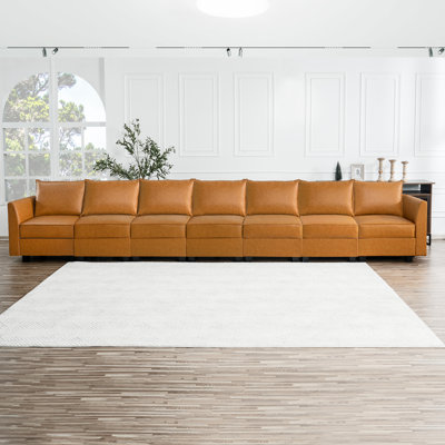 Ruell 7-Seater Air Leather Convertible Modular Sectional Sofa Sleeper Couch for Large Living Room