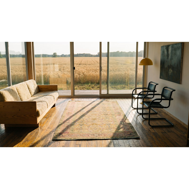 Tapis jaune en coton Antique