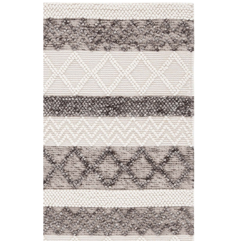 Tapis rayé en laine / coton tissé à la main Atousa, Rectangulaire 3 pi x 5 pi