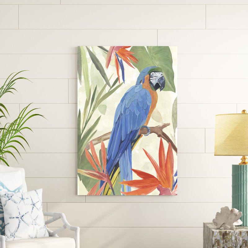 Composition de perroquet tropical IV, H 48 po x l 32 po, Non, Toile tendue
