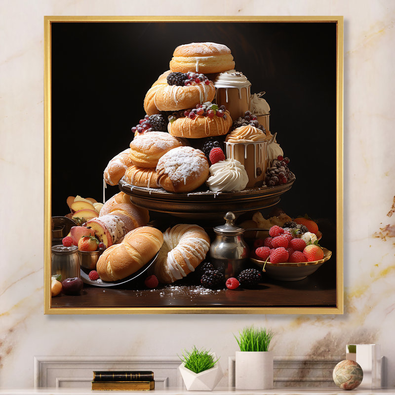 Sweet Pastries III sur impression sur toile, H 24 po x l 24 po x P 1 po, Cadre flottant doré