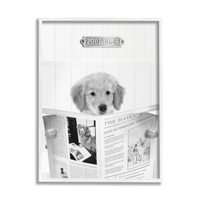 Poop Deck Bathroom Dog by Leah Straatsma Single Picture Frame Print on Canvas