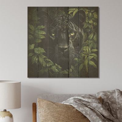 Shadow Panther Camouflage - Panther Animal On Wood Print