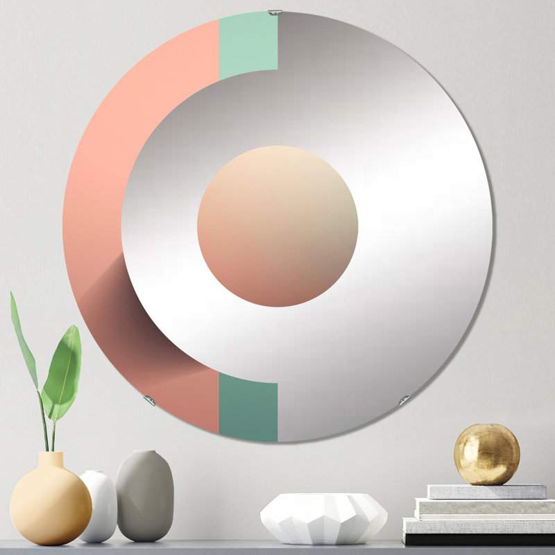 Miroir mural demi-cercle géométrique, 23,6 po x 23,6 po