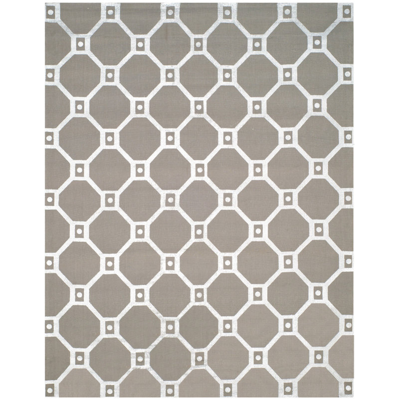 Nilde Cedar Brook Hand Loomed Jute Geometric Rug, Rectangle 7'3" x 9'3"