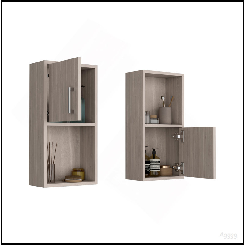 Oba 2-Pc Wall-Mounted Bathroom Medicine Cabinet With Open And Closed Storage, Beige