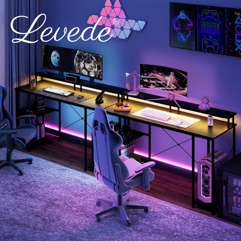 Metal Base Computer Desk with Power Outlet