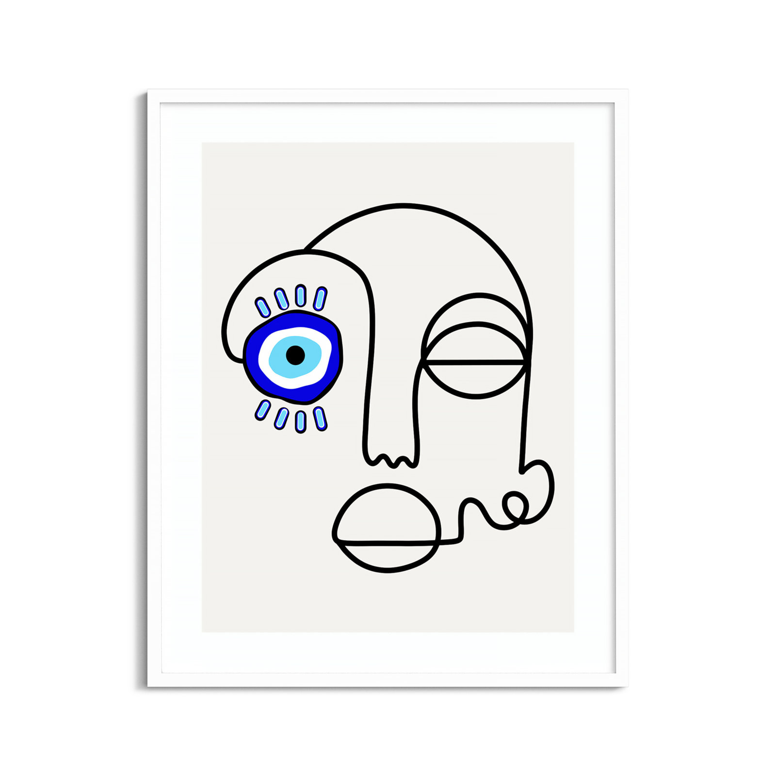No Evil Allowed Print by Shatha Al Dafai, 41.38" H x 33.38" W x 0.875" D, White