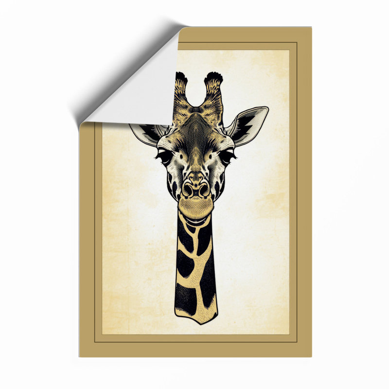Giraffe Portrait Botanical - Framed Print, Unframed, A4 - 29.7 x 21.0 cm