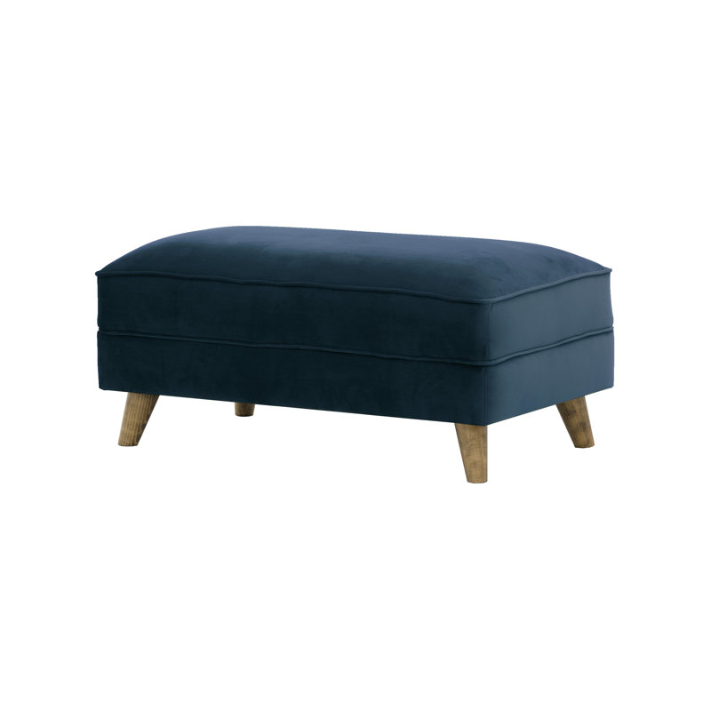 Conrad 100cm Wide Rectangle Solid Colour Ottoman, Dark Blue
