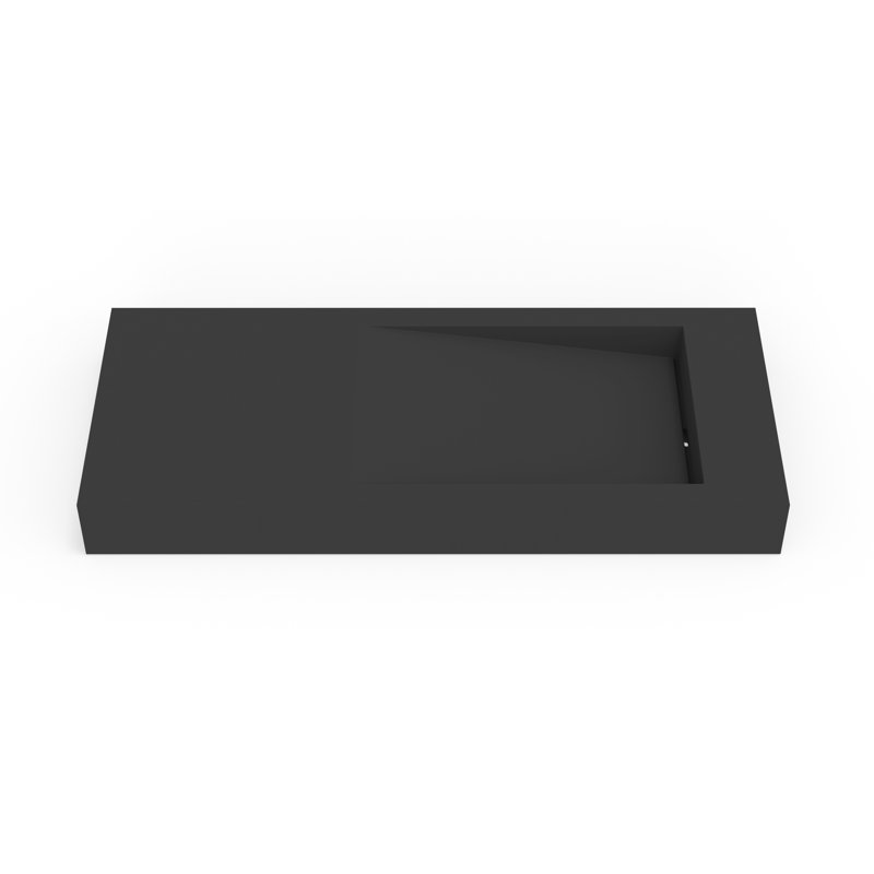 Lavabo de salle de bain mural rectangulaire en résine 47,2 po x 19,6 po Badeloft WT-05-B-MBLK